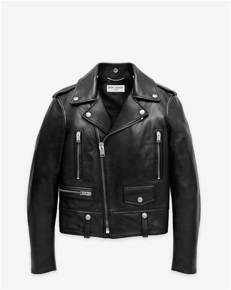 ysl moto jacket black white|Motorcycle Jacket in Lambskin .